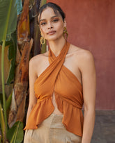 Just Beachy Chiffon Halter Top Oshnow