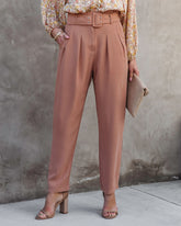 Just Business High Rise Belted Pants - Camel Oshnow