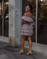 Just Fate Cotton Ruffled Floral Mini Skirt Oshnow