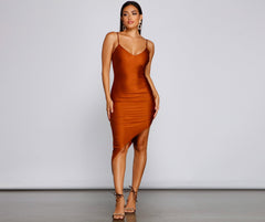 Just Flaunt It Satin Asymmetrical Mini Dress Oshnow