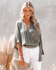 Just Lucky Swiss Dot Shimmer Wrap Top Oshnow