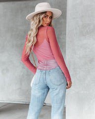 Justine Long Sleeve Mesh Top - Mauve Oshnow