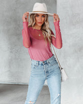 Justine Long Sleeve Mesh Top - Mauve Oshnow
