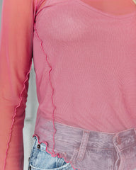 Justine Long Sleeve Mesh Top - Mauve Oshnow