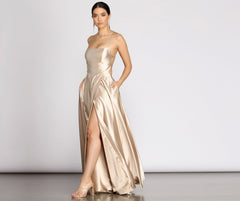 Kaia Satin A-Line Dress Oshnow