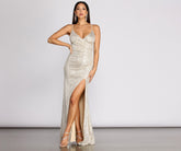 Kairi Cross Back High Slit Sequin Dress Oshnow