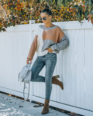 Kairo Colorblock Cable Knit Sweater - Grey Combo Oshnow