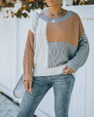 Kairo Colorblock Cable Knit Sweater - Grey Combo Oshnow