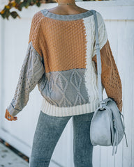 Kairo Colorblock Cable Knit Sweater - Grey Combo Oshnow