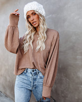 Kaitlynn Billowed Sleeve Knit Top - Latte Oshnow