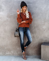 Kaitlynn Billowed Sleeve Knit Top - Rust Oshnow