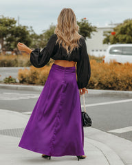 Kallie Satin Slit Maxi Skirt - Purple Oshnow