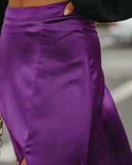 Kallie Satin Slit Maxi Skirt - Purple Oshnow