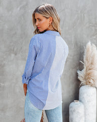 Kalvin Cotton Colorblock Button Down Top Oshnow