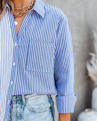 Kalvin Cotton Colorblock Button Down Top Oshnow