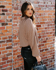 Kambree Cotton Blend Collared Knit Top - Almond Oshnow