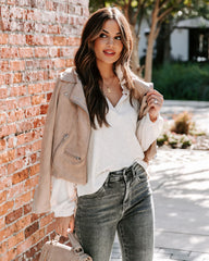 Kambree Cotton Blend Collared Knit Top - Ivory Oshnow