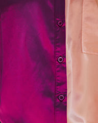 Kamia Satin Colorblock Button Down Blouse - Pink Purple Oshnow