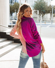 Kamia Satin Colorblock Button Down Blouse - Pink Purple Oshnow