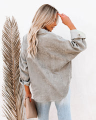 Kamryn Corduroy Button Down Pocket Top - Silver Olive Oshnow