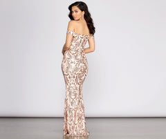 Karleen Sequin Off Shoulder Dress Oshnow