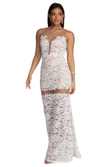 Katherine Formal Illusion Lace Dress Oshnow