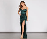 Kayla Cowl Neck Satin Dress Oshnow