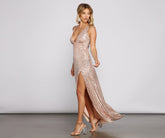 Kayla Sequin High-Slit Formal Dress Oshnow