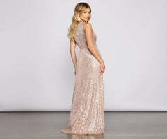 Kayla Sequin High-Slit Formal Dress Oshnow
