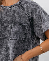 Kaylor Cropped Mineral Wash Pocket Tee - Charcoal Oshnow