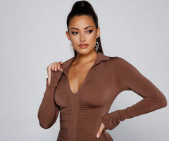 Keep It Trendy Collared Mini Dress Oshnow