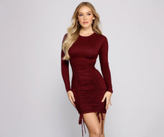 Keepin' Knit Cute Ruched Mini Dress Oshnow