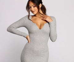 Keepin' Knit Simple Ribbed Midi Dress Oshnow