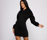 Keeping Knit Casual Hoodie Mini Dress Oshnow
