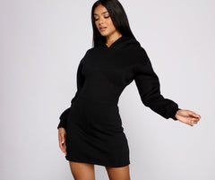 Keeping Knit Casual Hoodie Mini Dress Oshnow