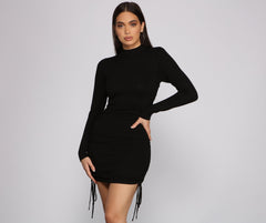 Keeping Knit Real Ruched Mini Dress Oshnow