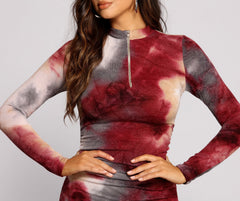 Keeping Knit Retro Tie Dye Ruched Mini Dress Oshnow