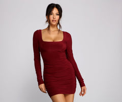 Keeping Knit Sultry Long Sleeve Mini Dress Oshnow