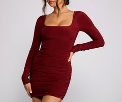 Keeping Knit Sultry Long Sleeve Mini Dress Oshnow