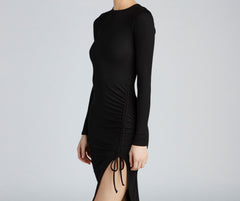 Keeping Knit Trendy Ribbed Midi Dress Oshnow