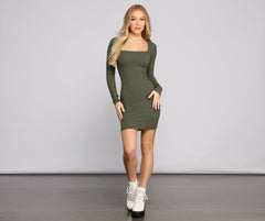 Keeping Knit Trendy Ribbed Mini Dress Oshnow