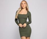 Keeping Knit Trendy Ribbed Mini Dress Oshnow