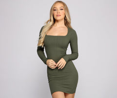 Keeping Knit Trendy Ribbed Mini Dress Oshnow