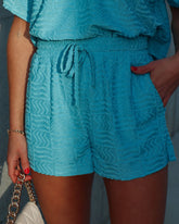 Keith Drawstring Pocketed Shorts - Aqua Blue Oshnow