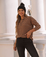 Keller Striped Knit Top - Tan Oshnow
