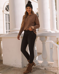 Keller Striped Knit Top - Tan Oshnow