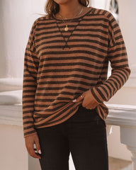 Keller Striped Knit Top - Tan Oshnow