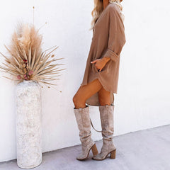 Kennedy Cotton Pocketed Button Down Tunic - Curry Oshnow