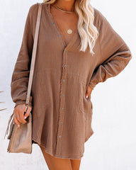 Kennedy Cotton Pocketed Button Down Tunic - Curry Oshnow