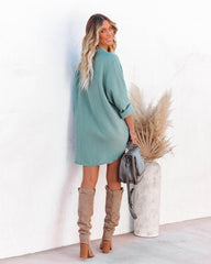 Kennedy Cotton Pocketed Button Down Tunic - Green Oshnow